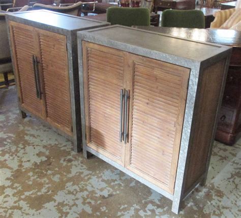 Industrial Style Cabinets A Pair Galvanized Metal And Wooden Each