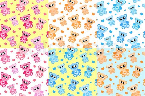 Let's come to the children's room; Kids seamless pattern with teddy bear. Bears endless ...