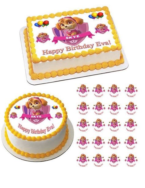 Paw Patrol Skye 1 Edible Birthday Cake Topper Or Cupcake Topper Decor