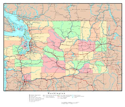 Large Detailed Roads And Highways Map Of Washington State With All Hot Sex Picture