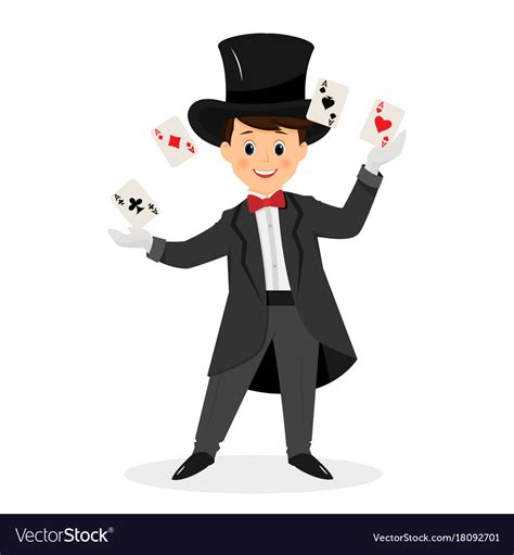 Magician With Hat And Playing Cards Royalty Free Vector
