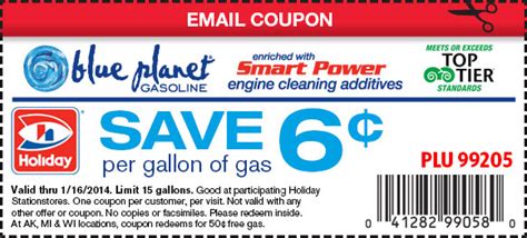 Holiday Printable Gas Coupon Save 6 Cents Per Gallon