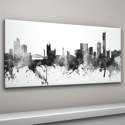 Manchester Skyline Cityscape Black And White By Artpause