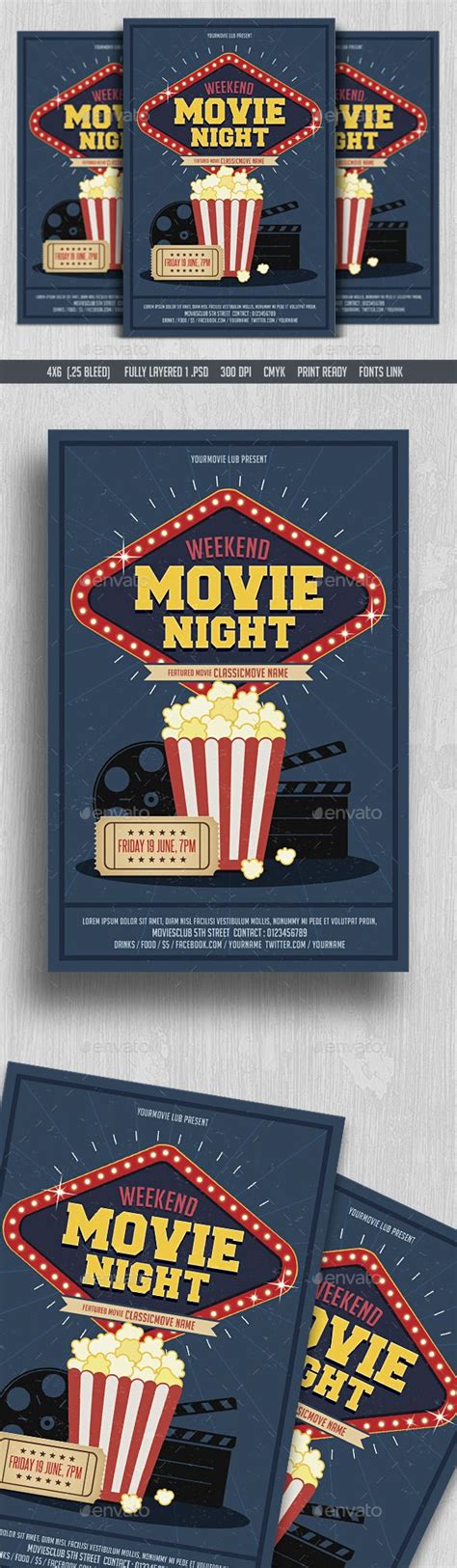 Download over 7 free premiere pro templates! Movie Night Flyer Template PSD. Download here: https ...