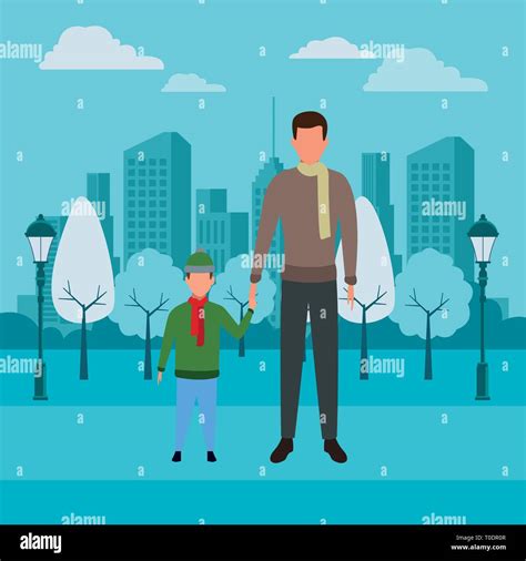 Man Holding Hand With Child Stock Vector Image And Art Alamy
