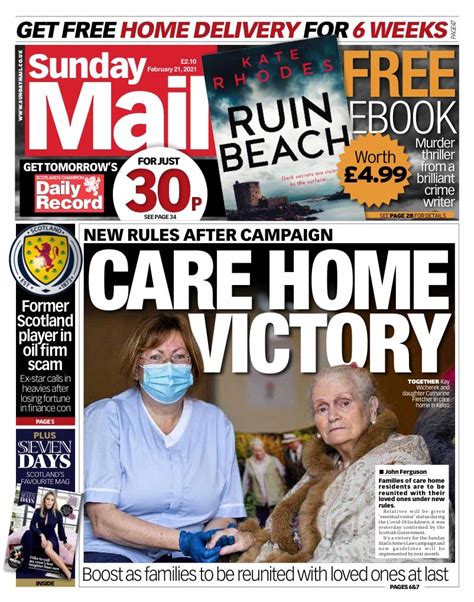 sunday mail front page 21st of february 2021 tomorrow s papers today