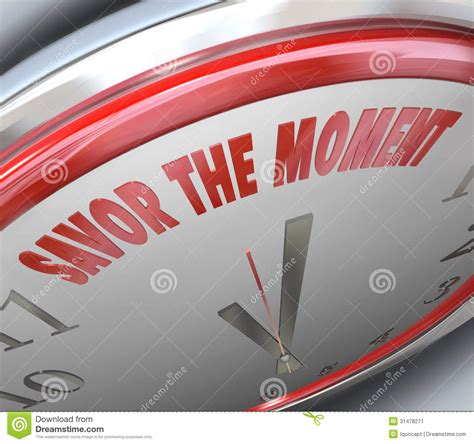 Clock Savor The Moment Words Time Fleeting Memory Stock Illustration