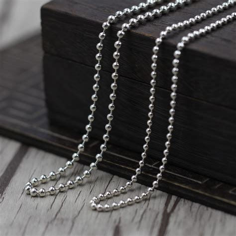 Landp 3mm Bead Ball Chain Necklace 100 925 Sterling Silver Necklace For