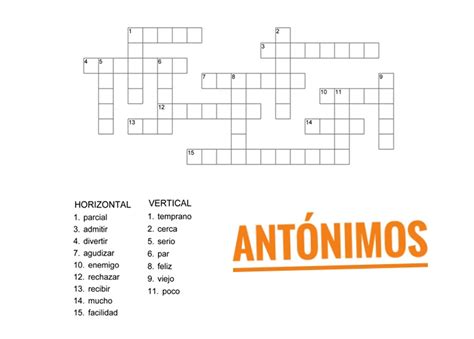 Crucigrama De Sinonimos Y Antonimos