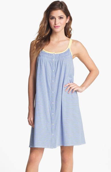 Lauren By Ralph Lauren Sleepwear Smocked Short Nightgown In Blue