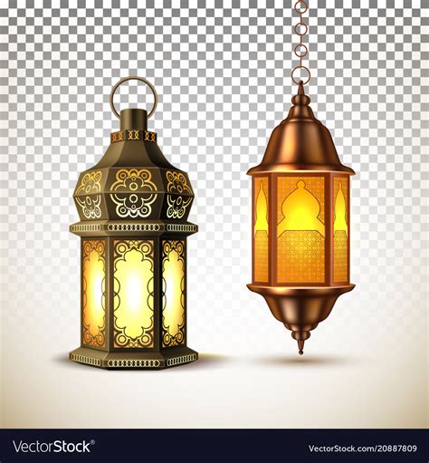 Ramadan Kareem Lamp Lantern Realistic Royalty Free Vector