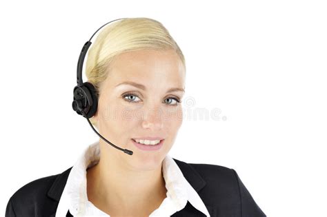 Woman With Headset Looking Up Stock Photo Image Of Phone Care 61372048