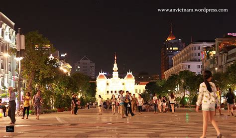 Nguyen Hue Walking Street Saigon Vietnam At Night