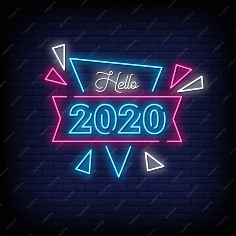 Premium Vector Hello 2020 Neon Signs Style Text