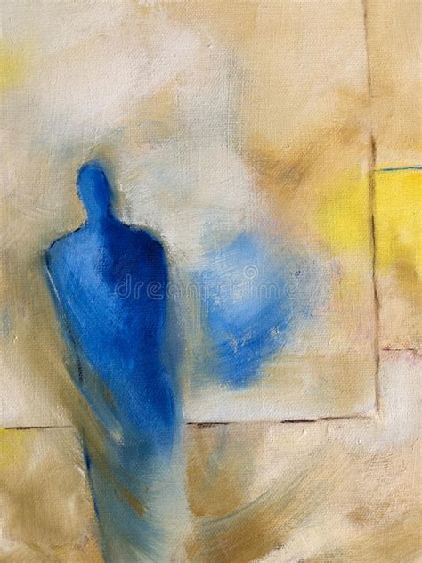 Modern Abstract Oil Painting Of A Standing Figure Stock