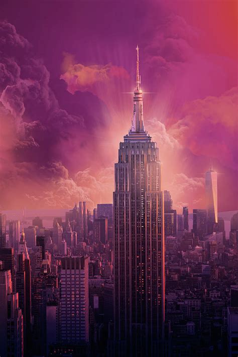 Empire State Building Sunset Digital Art By Bekim Art
