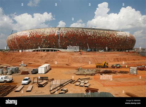 Soccer City Football Stadium Under Construction For The 2010 World Cup Soweto South Africa Stock