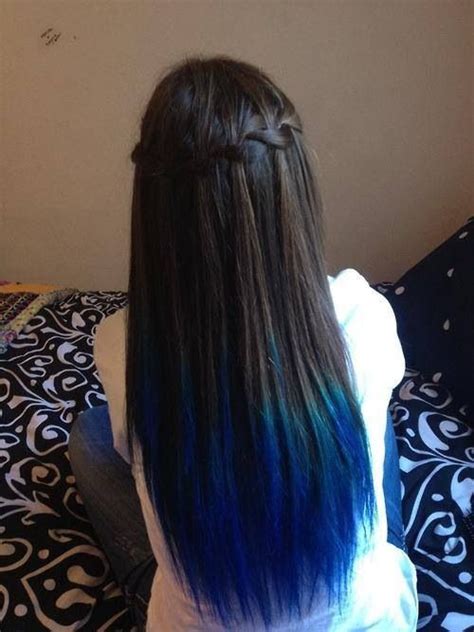 Dark Brown Hair Blue Dip Dye Hair Dye Tips Dyed Tips Dye My Hair