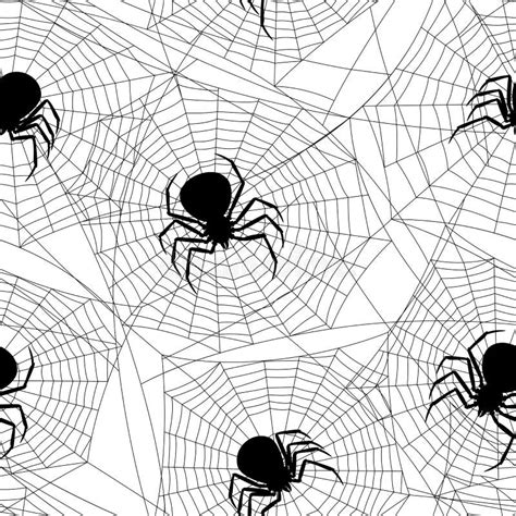 Seamless Pattern With Black Widow Spiders Stock Vector Illustration