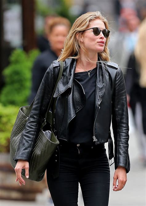 Doutzen Kroes Does Classic Biker Style In Nyc The Front Row View