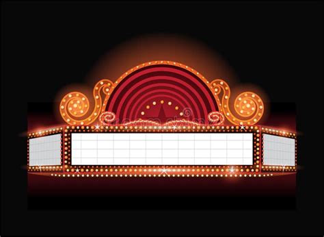 Brightly Vector Theater Glowing Retro Cinema Neon Sign Stock Vector