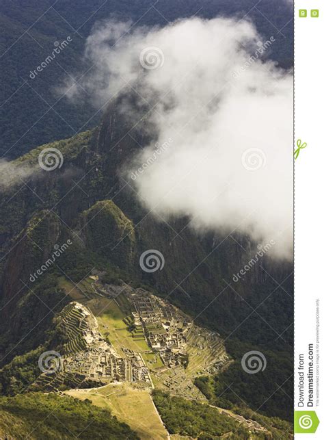 Altes Stadt Machu Picchu Peru Mit Umgebenden Bergen Und Wolken