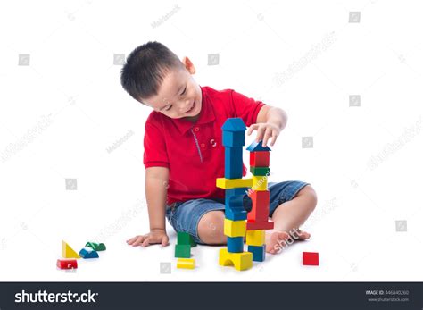 Asian Kid Boy Playing Building Blocks Stock Photo 446840260 Shutterstock