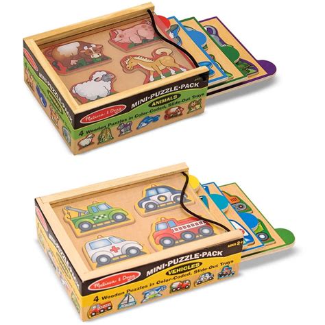 Melissa And Doug Wooden Mini Puzzle Set With Storage And Travel Case