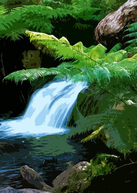 Tropical Stream Waterfall Digital Art By Phill Petrovic