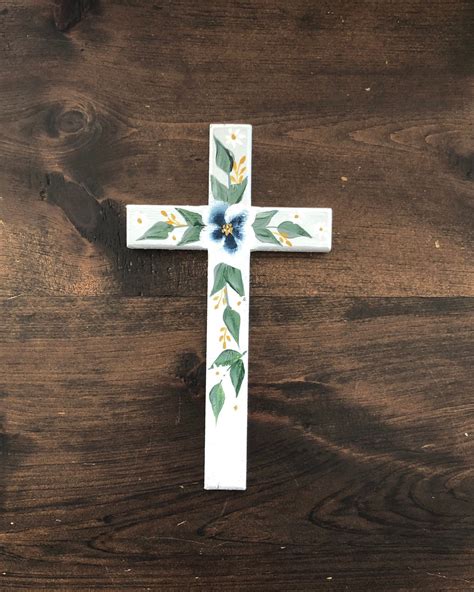 Hand Painted Wooden Cross Etsy