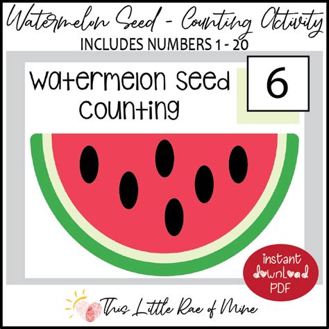 Watermelon Seed Counting Mat Numbers 1 20 Summer Printable