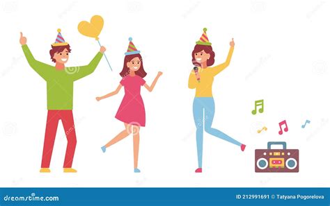 Happy People At The Party Celebration Stock Vector Illustration Of Friends Girl 212991691