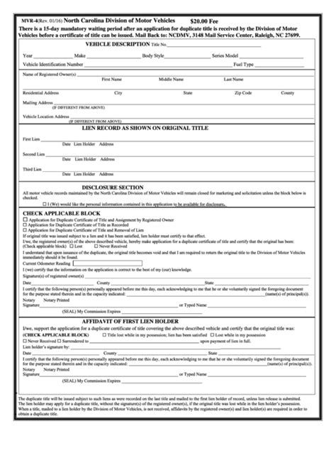 40 Nc Dmv Forms And Templates Free To Download In Pdf