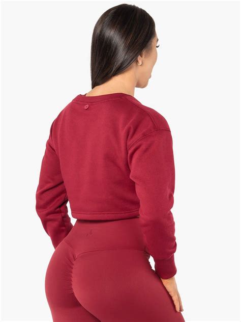 Elevate Cropped Sweater Berry Red Ryderwear
