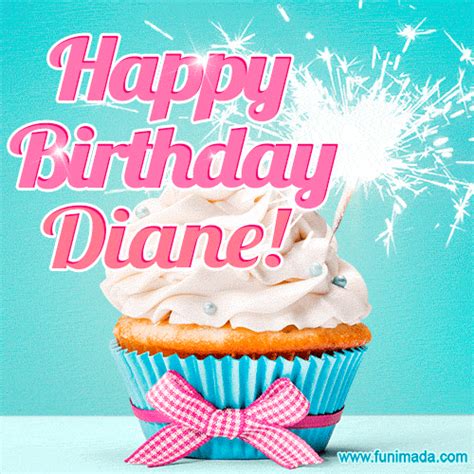 Happy Birthday Diane Elegang Sparkling Cupcake GIF Image Funimada Com