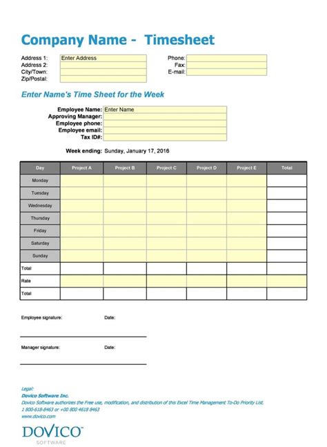 Free Timesheet Template Excel Of 8 Sample Daily Timesheet Templates