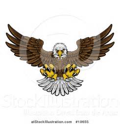 Vector Illustration Of A Cartoon Fierce Swooping Bald Eagle With Talons