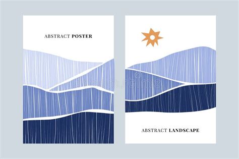 Minimalist Abstract Landscape Posters Set Of Nature Art Prints Mid