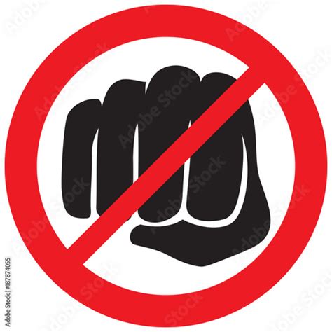 Fist Punching Not Allowed Sign Violence Prohibition Icon Buy This
