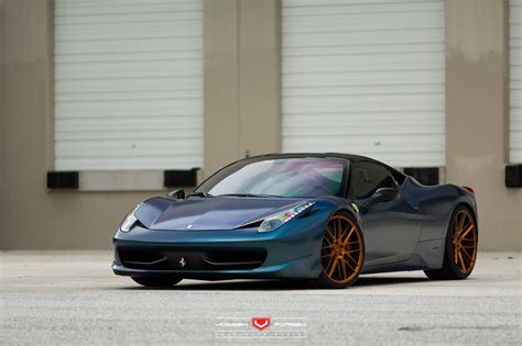 Blue Ferrari 458 Italia Berlinetta Gets Gold Vossen