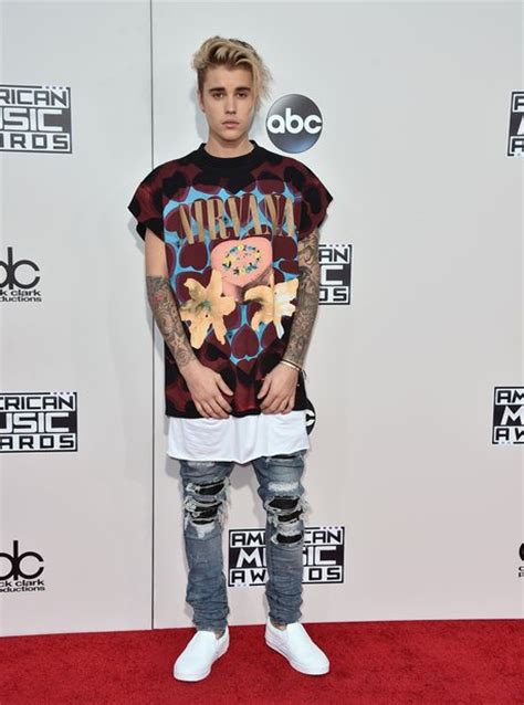 Justin Bieber Kept Things Casual In A Nirvana T Shirt And Ripped Jeans