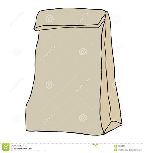 Brown Paper Lunch Bag Hand Drawn Sketch Stock Vector Illustration Of