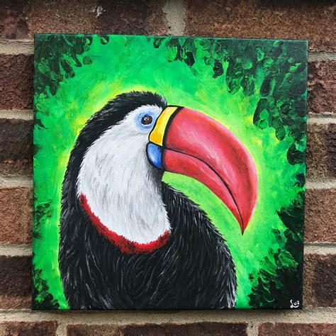 Original Acrylic Painting On Canvas Toucan Painting Canvas Etsy