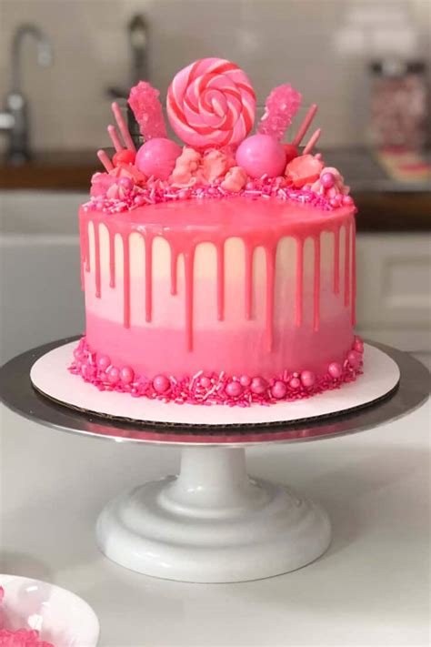 Pink Drip Cake Chelsweets