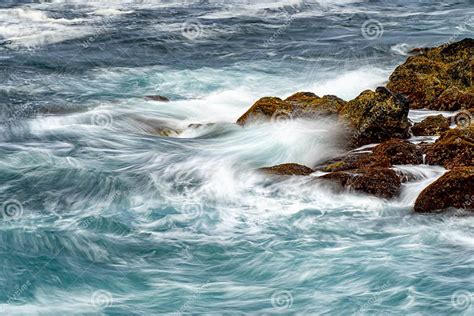 Sea In Tempest Breaking Waves On Lava Rock Cliff Stock Photo Image Of