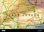 Map of East Sussex UK Stock Photo - Alamy