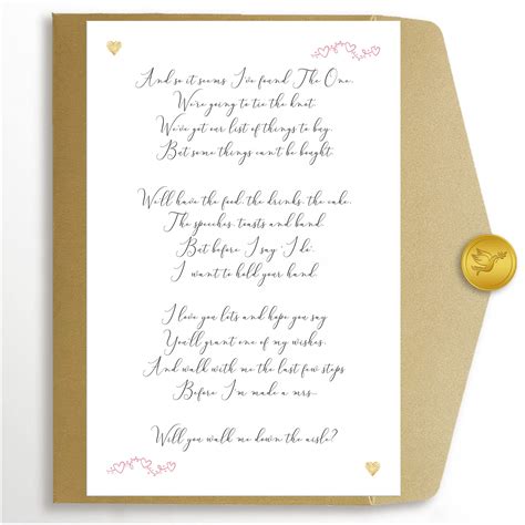 Buy Will You Walk Me Down To The Aisle Poem Card Give Me Away Proposal Card Wedding Asking