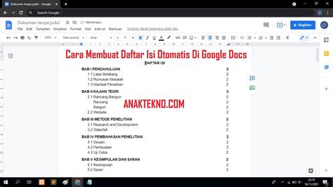 Cara Membuat Daftar Isi Di Google Docs Otomatis Mudah Untuk Pemula