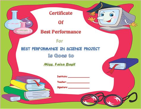 Best Performance Student Award Certificate In Word