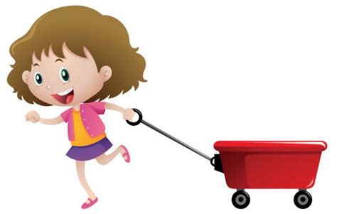 Girl Pulling Wagon Stock Vectors Istock